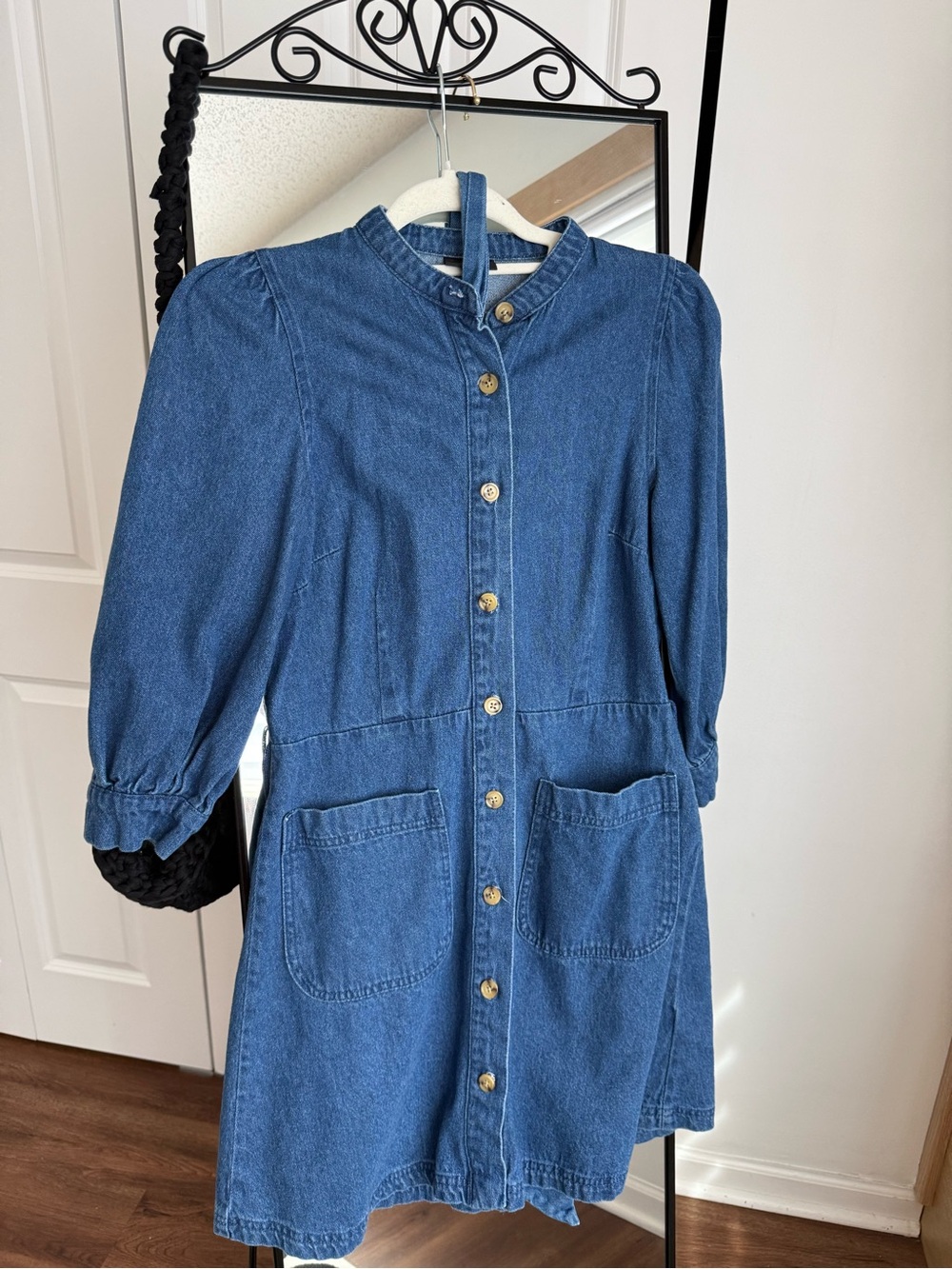 Who What Wear Blue Denim Button-Front Mini Dress